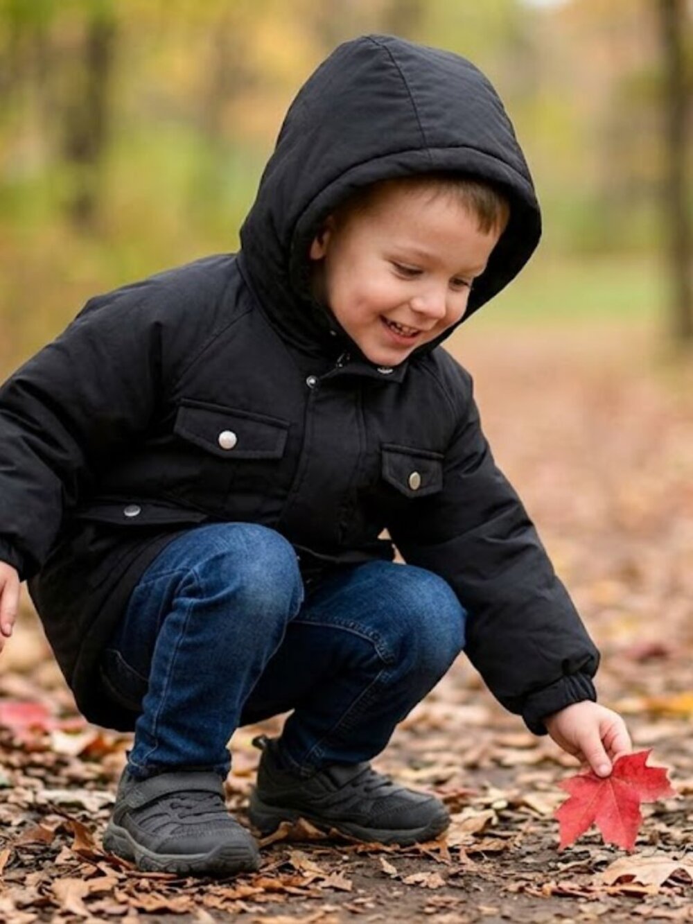 Unbranded Kids Black Hooded Puffer Jacket Heavyweight Winter Coat Size 4T